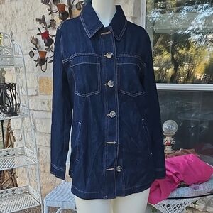 Cabi Freedom Denim Chore Jacket Dark Rinse Wash Womens Small Excellent